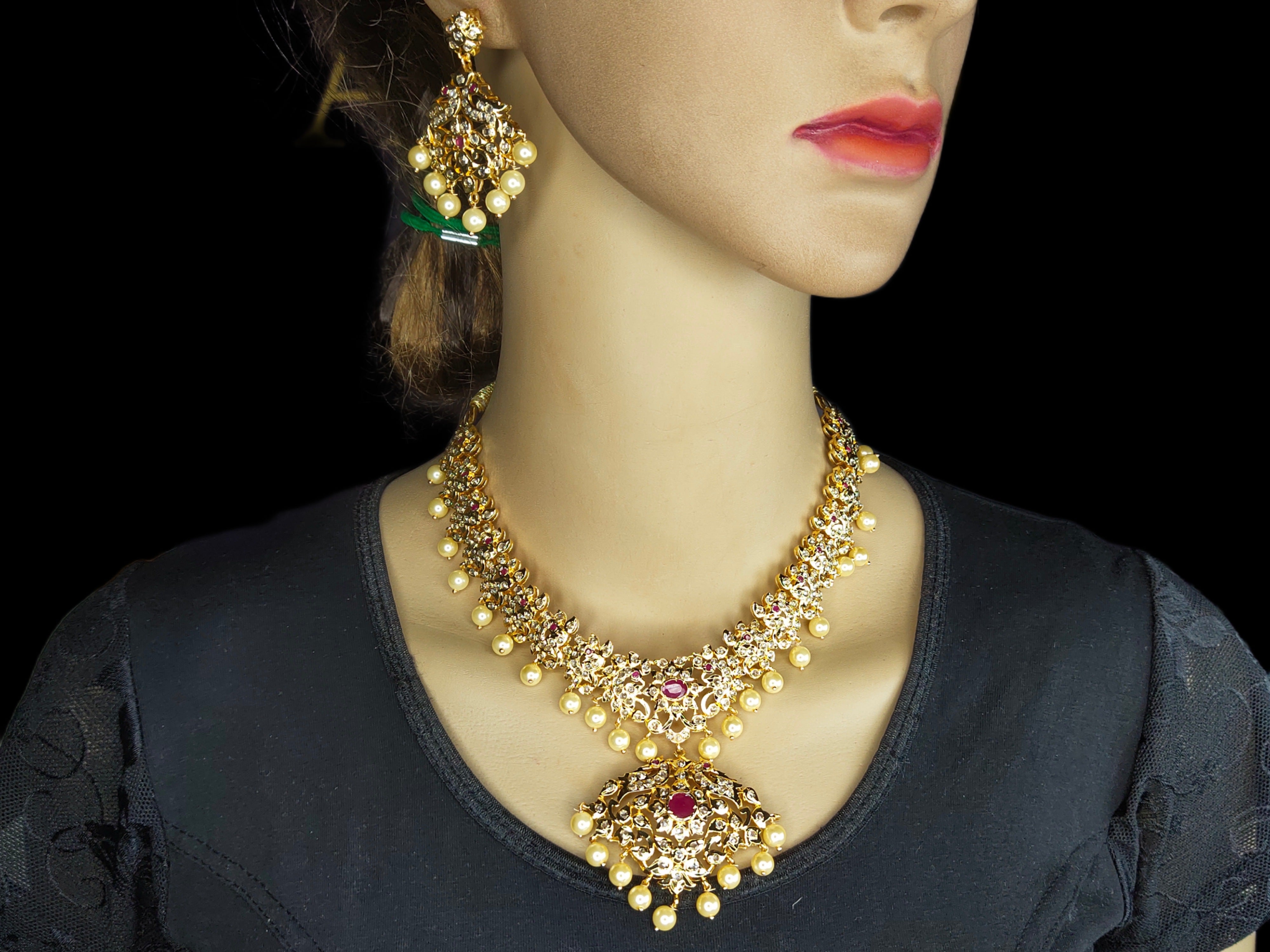 22K Yellow Gold Uncut Diamond Necklace Set W/ 16.85ct Uncut Diamonds, –  Virani Jewelers
